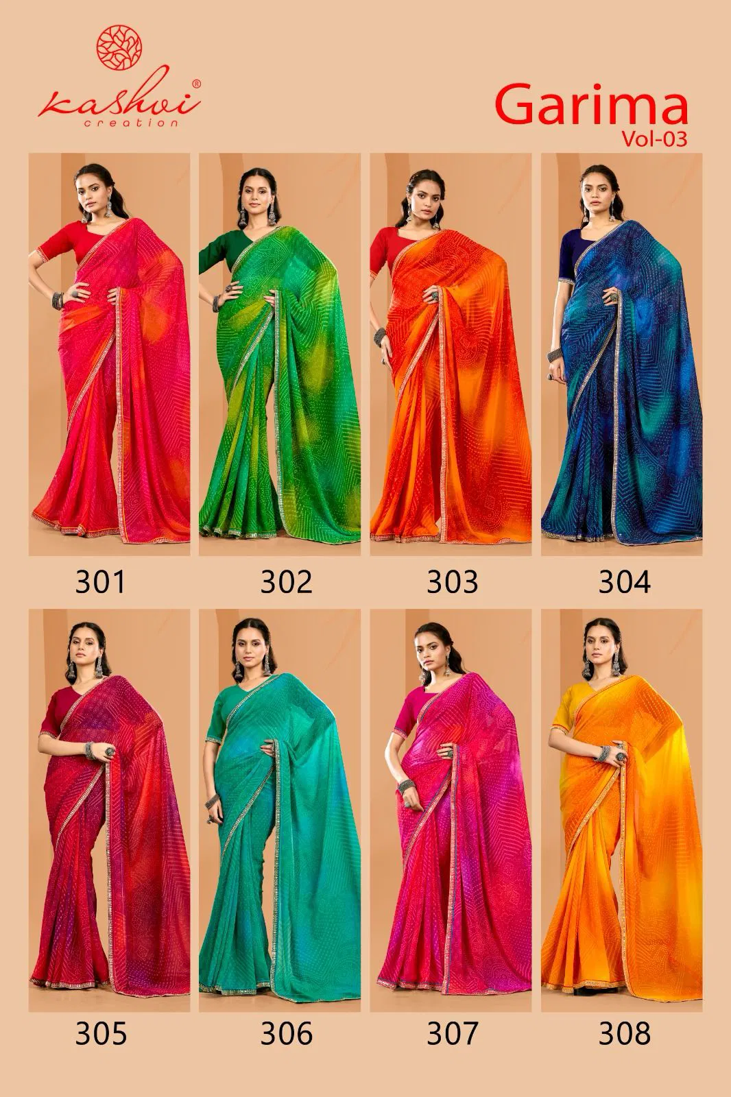 Garima Vol 3 By Kashvi Georgette Bandhej Printed Saree Orders In India